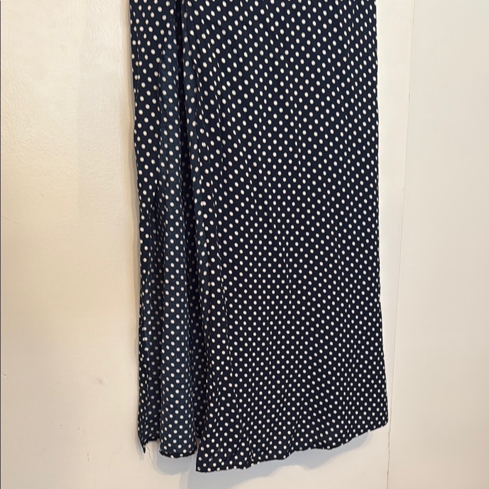 LULUS, Dream Love Navy Blue Polka Dot Off-the-Shoulder Maxi Dress - Picture 7 of 11